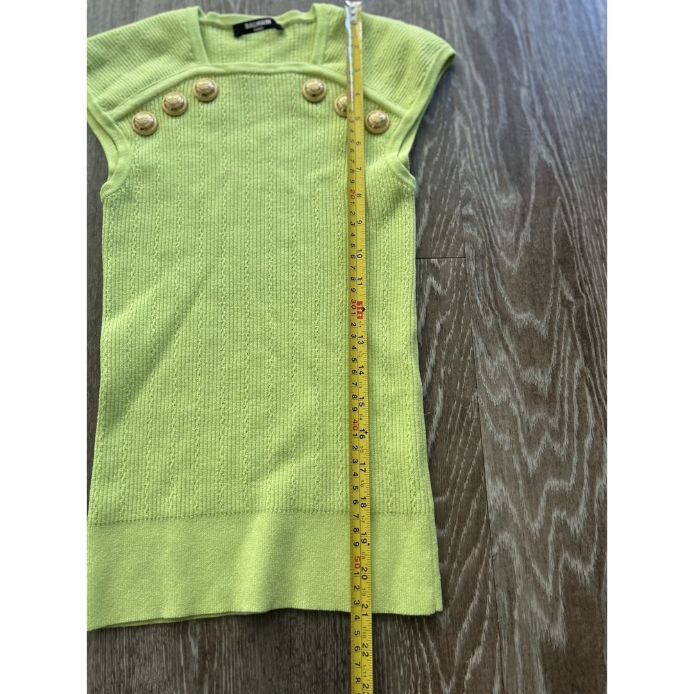 Balmain Neon Green Top Gold Button Euro Summer Beach Luxury Selling The OC - Picture 7 of 8